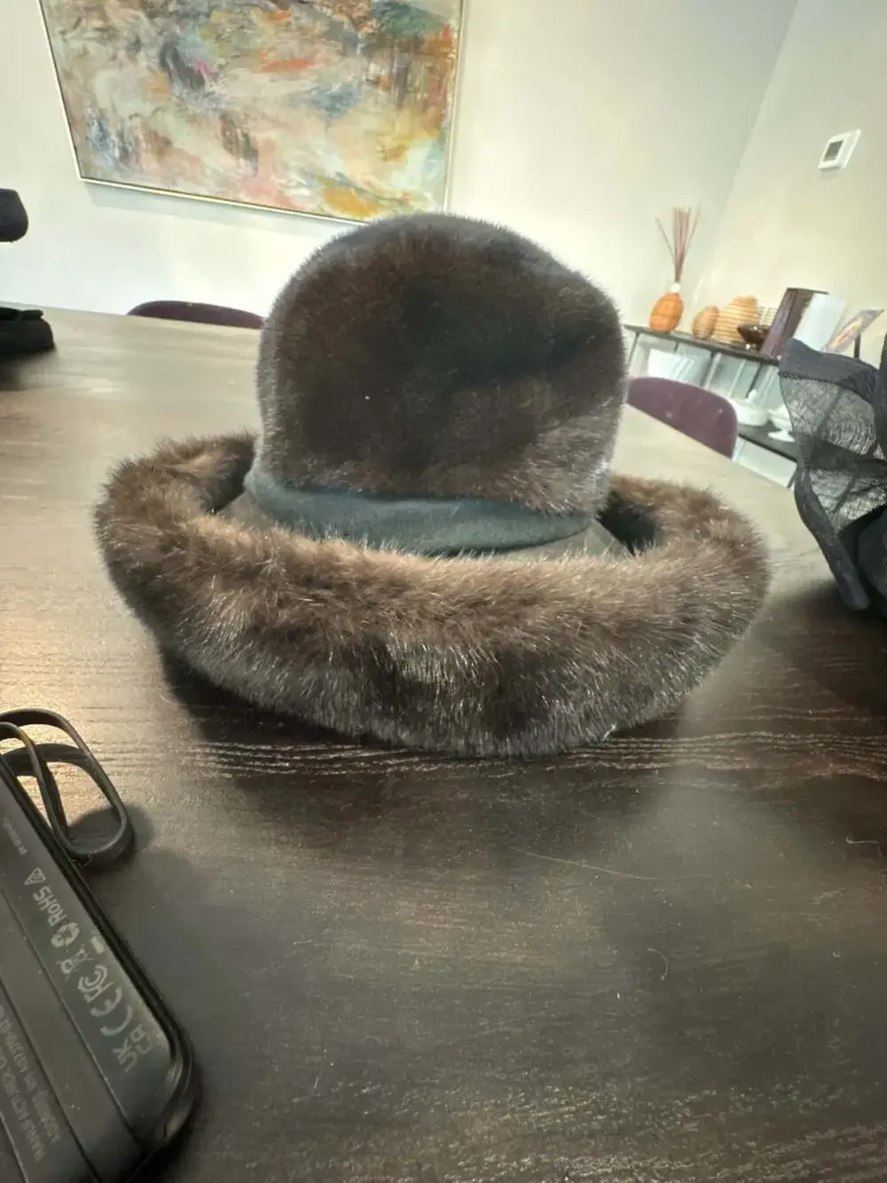 Vintage Dark Brown Mink Fur and Wool Cloche Hat STUNNING size m/l